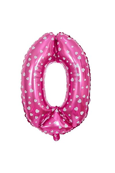 Flippy Balon Flippy, Cifra, Imprimeu Inimi, 80 cm, , Roz, Cifra 0