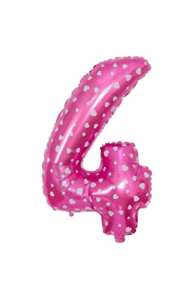 Flippy Balon folie metalică numărul 4, imprimeu cu inimă, temă de ziua de naș...