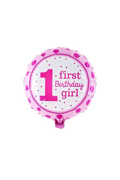 Flippy Balon, Flippy, Prima Aniversare, Model First Birthday Girl, 45 cm, , Roz