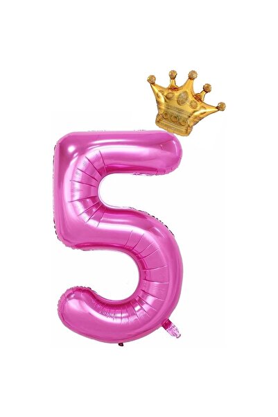 Flippy Balon Flippy, Cifra si Coroana, 100 cm, , Roz, Cifra 5