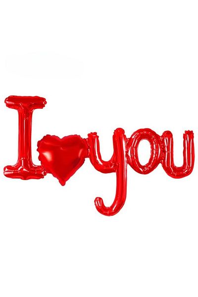 Flippy Balon, Figurine Litere Si Inima, Model I Love You, Tema Ziua Indragostitilor, 54x97 Cm, , Rosu
