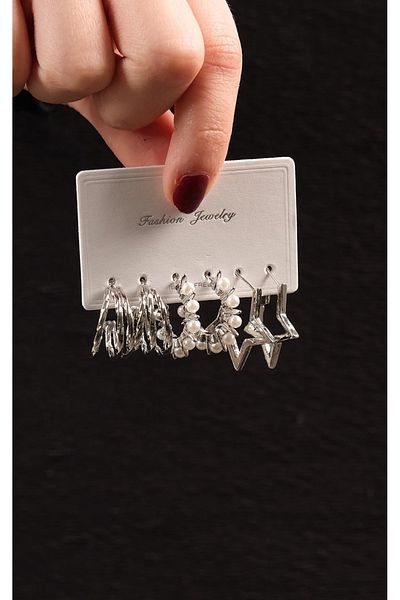 Jack Ferrero Women's Steel 6 Piece Earring Set