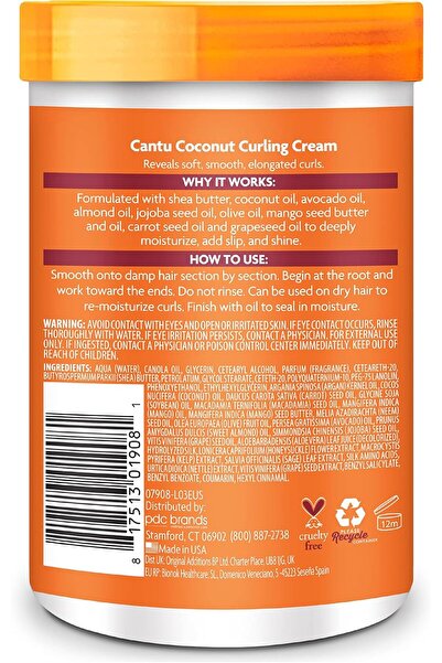 Cantu Shea Butter Curl Cream for Natural Hair with Coconut, 25 oz