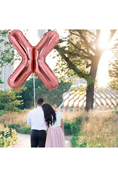 Flippy Foil Balloon Letter X, 100 cm, Helium or Air, Individual Pack, Straw Included, Rose Gold