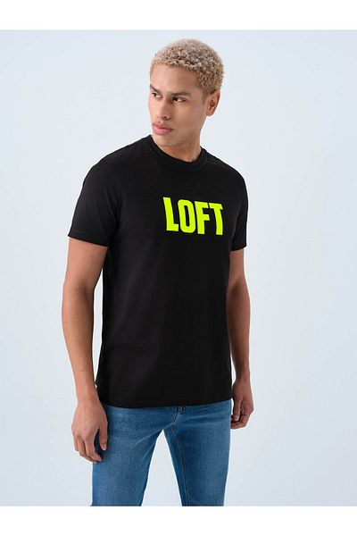 Loft Regular Fit Black-Yellow Men's T-Shirt Lf2038541