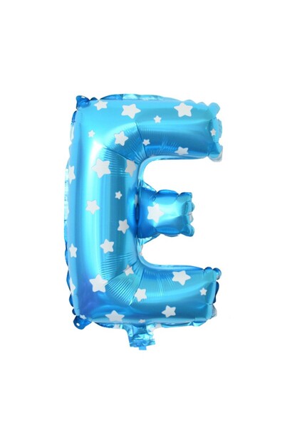 Flippy Balon folie metalică litera E, 40 cm, imprimeu stea, albastru
