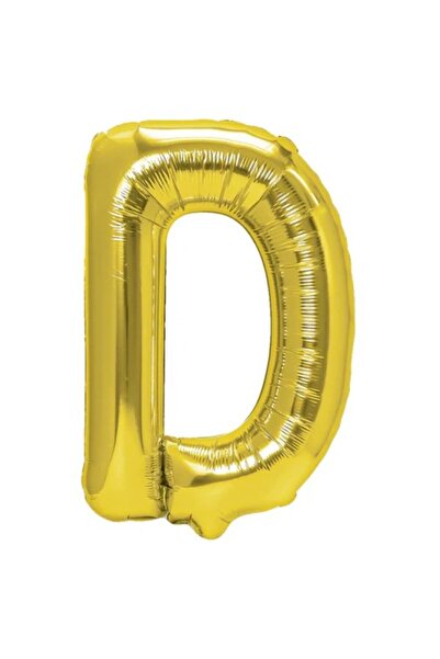 Flippy Balon folie metalică 'D', 40 cm, auriu, cu pai inclus