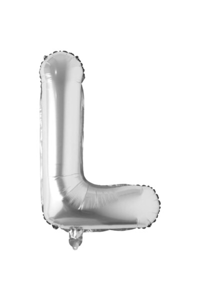 Flippy Metallic Foil Balloon Letter L, 40 cm, Silver (Inflate with Helium or Air, Straw Included)