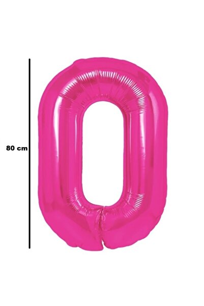 Flippy Metallic Foil Balloon - Number Figurine 80 cm, Pink, Straw Included, Air or Helium (0)