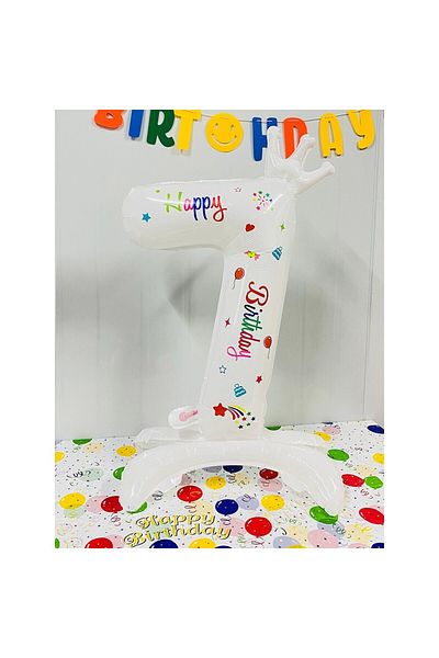 Flippy Balloon, , Number, Model 7 With Happy Birthday Written, 81 Cm, , White