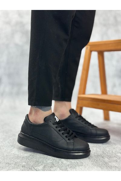 BESKAR BA0423 BOA Αθλητικά Ανδρικά Παπούτσια Χονδρή Μαύρη Ψηλή Σόλα Μαύρα Lace Up
