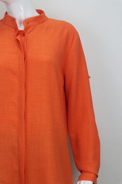 KLAPA Fistan Store Women's Orange Plain Sports Cut Comfortable Fit Large Size Summer Tunic