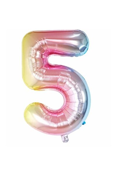 Flippy Balon folie metalică - Figurină numărul 5, 40 cm, multicolor, pai inclus