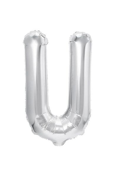 OEM Metallic Foil Balloon Letter U 40 cm inflated with Helium or Airedale included