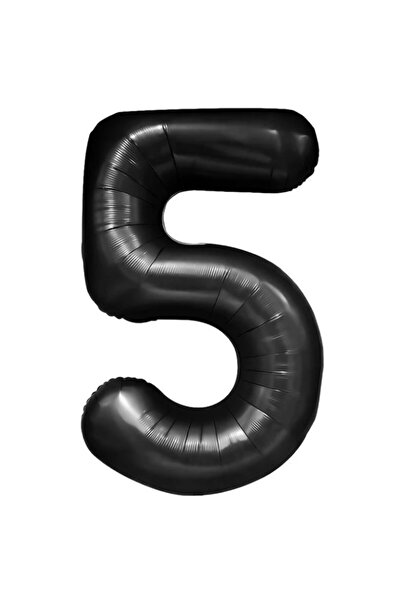 Flippy Metallic Foil Balloon Number 5, 40 cm, Black, Individual Pack, Straw I...
