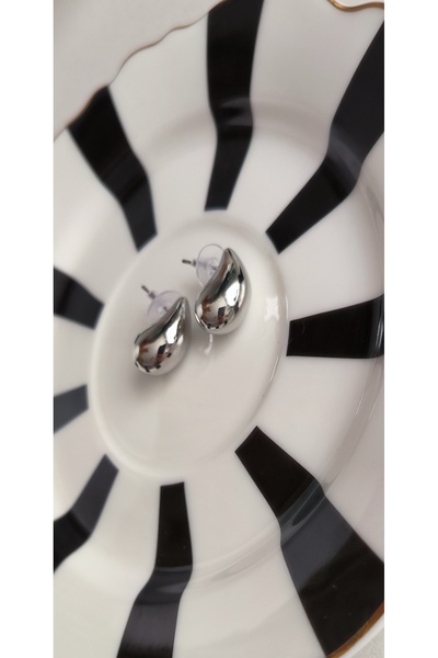 staınless steel Gümüş Renk Damla Model Küpe