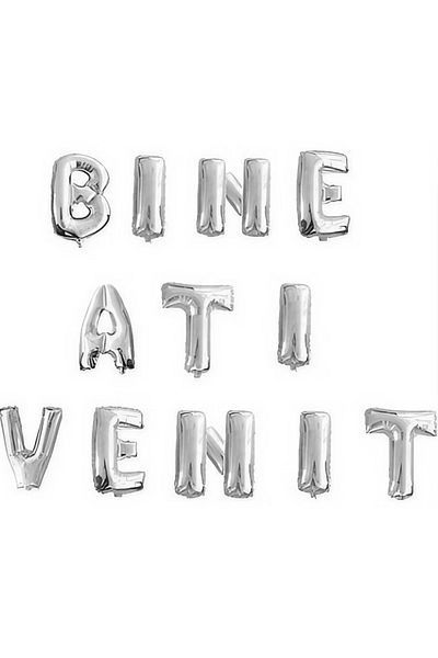 Flippy Set Baloane, , Figurine Litere, Model Bine Ati Venit, Tema Aniversare, 40 Cm, , Argintiu