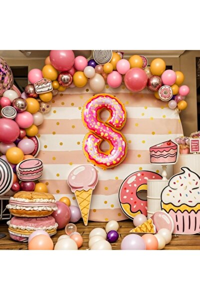 Flippy Balon din Folie Metalizata Flippy, Figurina Cifra, Imprimeu Gogosi, Tema Aniversare