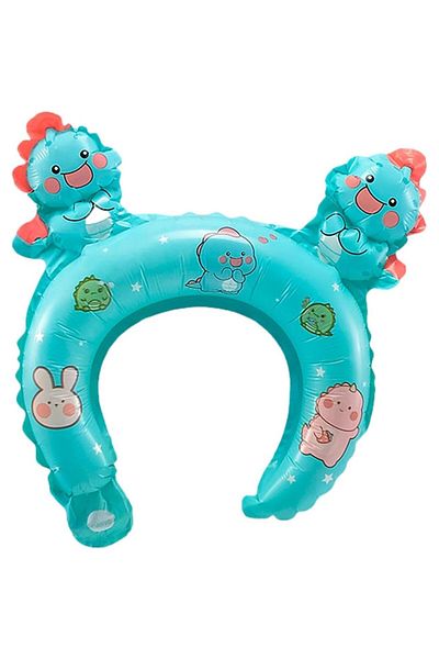 Flippy Balon, , Tip Coronita Cu Urechi, Model Dinozauri, , 29 X 26.5 Cm, Albastru