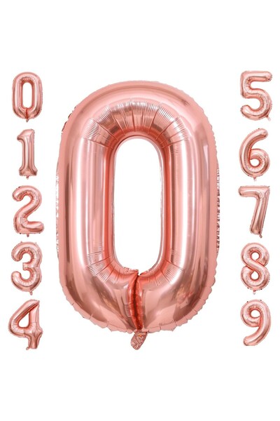 Flippy Metallic Foil Balloon Number Figure, 100 cm, Rose Coral, Number 0