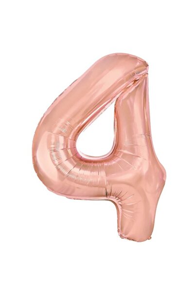 Flippy Balon folie metalică — Numărul 4, Temă ziua de naștere, 40 cm, Auriu roz