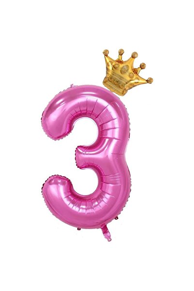 Flippy Balon Flippy, Cifra si Coroana, 100 cm, , Roz, Cifra 3