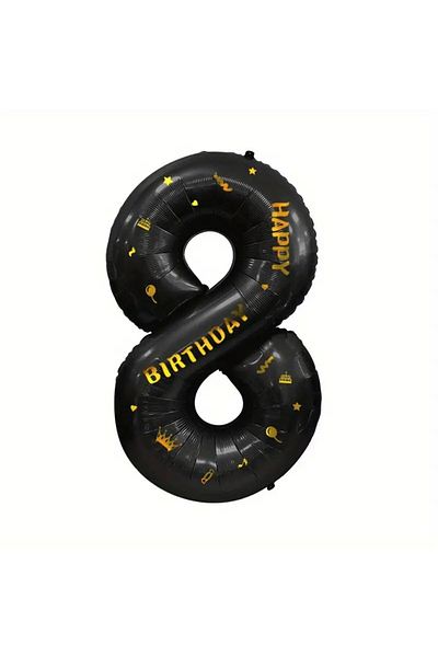 Flippy Balon Flippy, Cifra, Scris La multi ani, 100 cm, , Negru, Cifra 8