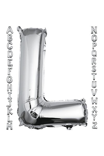 Flippy Metallic Foil Balloon Letter L, 40 cm, Silver (Inflate with Helium or Air, Straw Included)