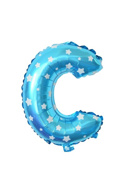 Flippy Balon folie metalică Litera C, 40 cm, imprimeu stea, albastru