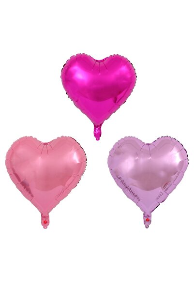 Teo Set of 3 Metallic Foil Balloons, Heart Figurine, Valentine's Day Theme, 45 cm, Ind Packaging