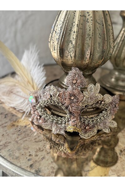 ARZUSONMEZ Özel Tasarım Renkli Aplikli Parti & Dekoratif Maske Vintage Mask