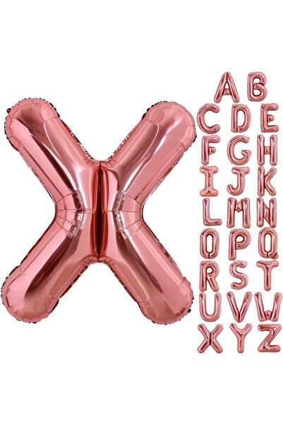 Flippy Foil Balloon Letter X, 100 cm, Helium or Air, Individual Pack, Straw Included, Rose Gold