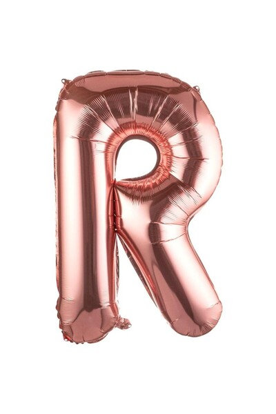 Flippy Balon folie metalică cu litera R, 100 cm, heliu sau aer, pachet individual, pai inclus, roz