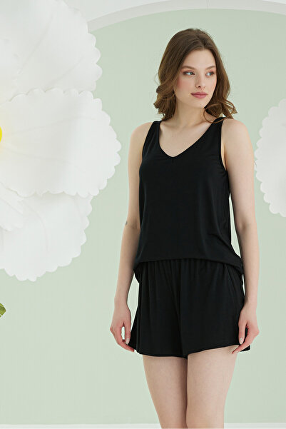 NBB Women's Strappy V-Neck Shorts Pajama Set 95% Viscose 5% Elastane