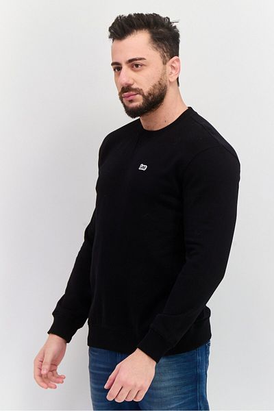 Lee Men Crew Neck Embroidered Logo Long Sves Sweatshirt, Black