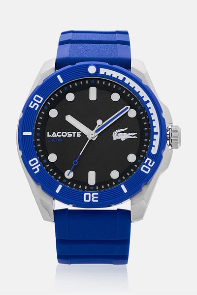 Lacoste Men 2011285 Silicone Quartz Watch 44 Mm, Blue