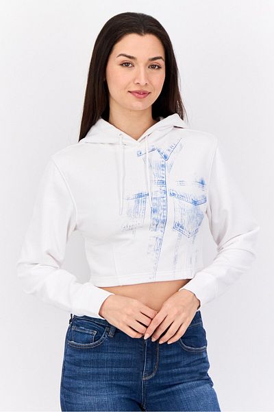 Esprit Women Hooded Long Sleeve Graphics Sweatshirt, White