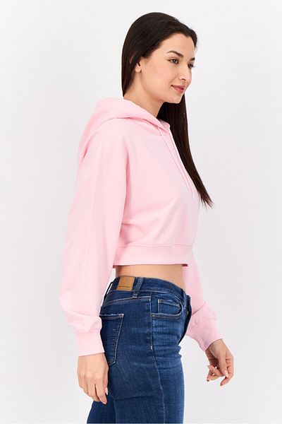 Esprit Women Hooded Brand Logo Long Sleeve Sweatshirt, Pink
