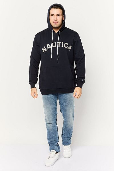 Nautica Men Embroidered Logo Long Sleeves Hooded Sweatshirt, Navy