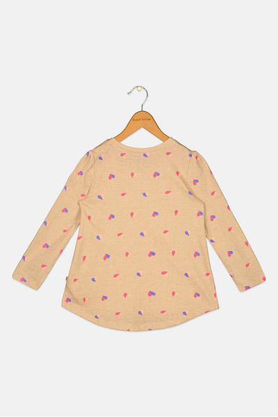 GAP Toddlers Girl Allover Print Top, Tan
