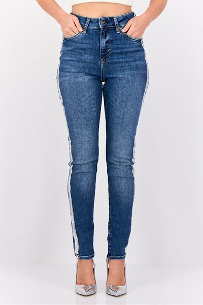 Esprit Women Skinny Fit Metallic Stretchable Jeans, Blue