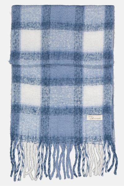 American Vintage Women Plaid Knitted Scarves 208 L x 45 W cm, Multicolor