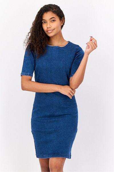 DeFacto Women Solid Mini Denim Dress, Blue