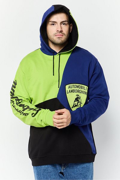 Lamborghini Men Brand Logo Long Sleeves Hoodie Multicolor