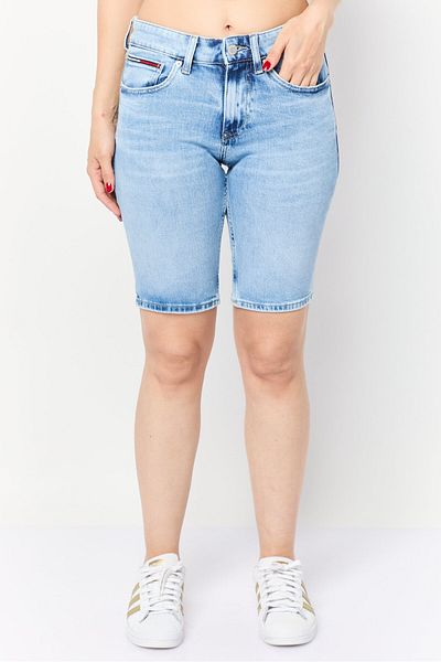 Tommy Jeans Women Washed Denim Shorts, Blue