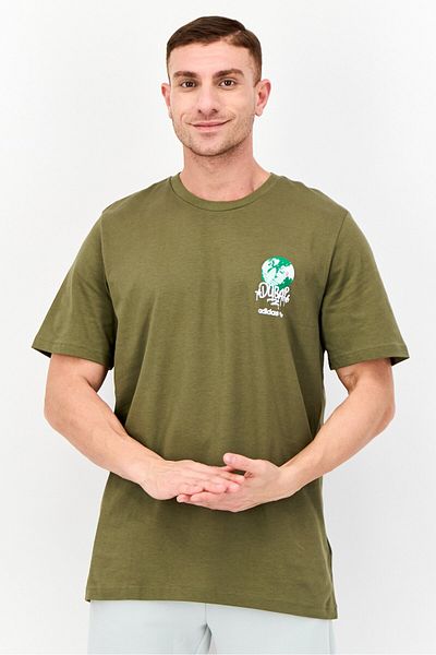 adidas Men Sportswear Fit Short Sleeve Outdoor T Shirt, Olive