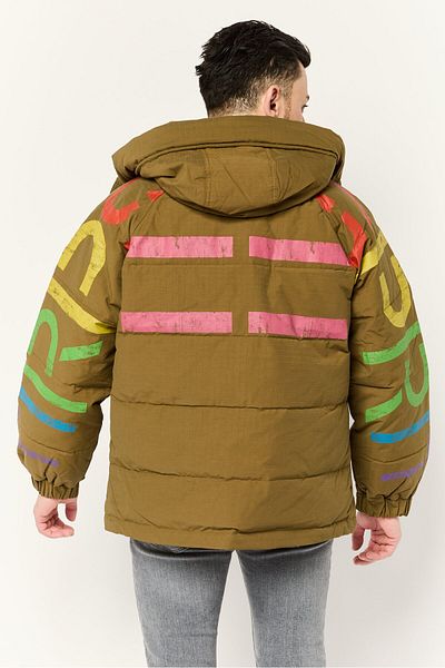 Esprit Men Hooded Graphic Print Puffer Jackets, Dark Olive