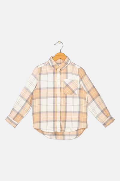 GAP Kids Girl Long Sleeve Plaid Top, Multicolor