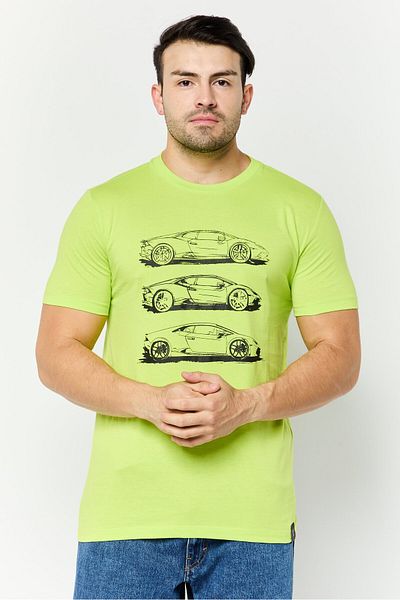 Lamborghini Men Crew Neck Short Sleeves Brand Logo T-Shirt, Green