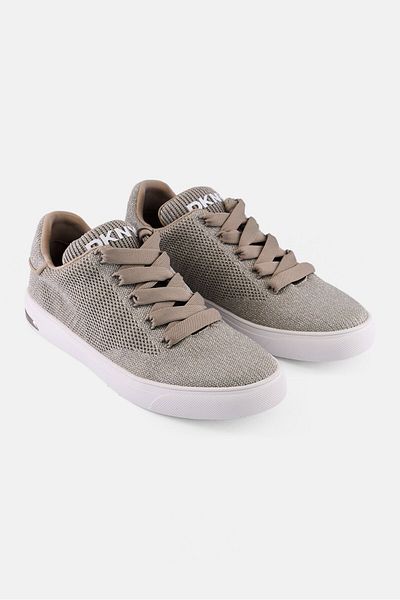 Dkny Women Abeni Knit Lace Up Casual Shoes, Grey
